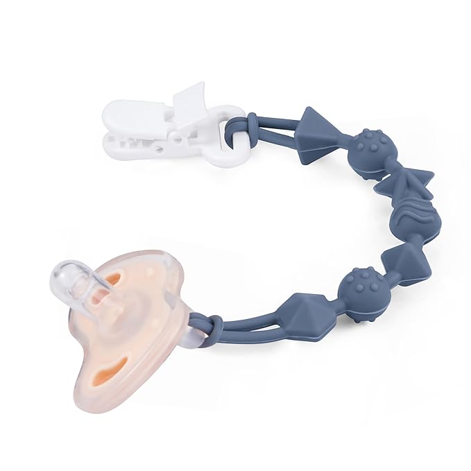 PandaEar 5 Pack Silicone Pacifier Clips, Pacifier Holder with One Piece Design for Baby Boys & Girls, Teething Toys Teethers