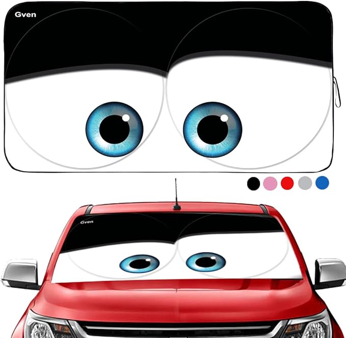 Gven Windshield Sun Shade for Car Front Window Sunshades Windshield Cover Automotive Interior Sun Protector Accessories for Compact& Midsize Sedan,Com& Subcompact SUV,Small Pickup,Wagon (Black, S)