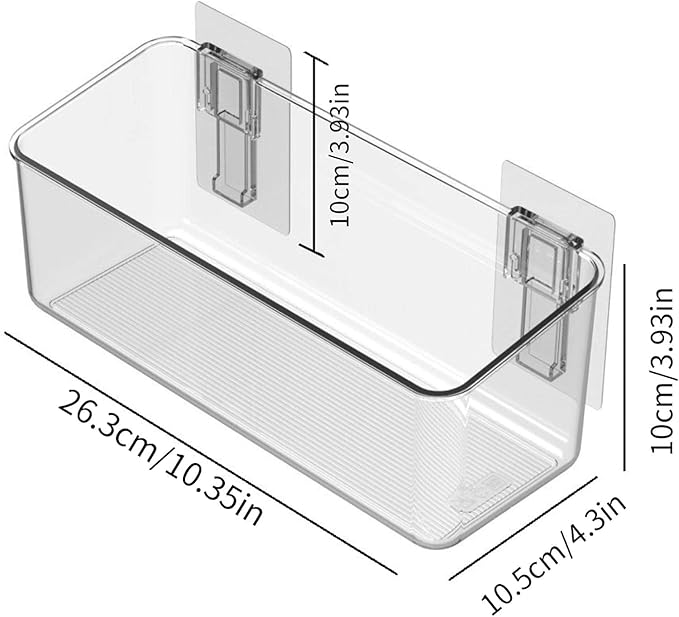 BIINONE No-Drill Adhesive Wall Mounted Storage Organizer - 2 Pack Set for Bath Toys Storage, Kitchen, Bathroom & Pantry, Laundry Utility Room Storage Bins