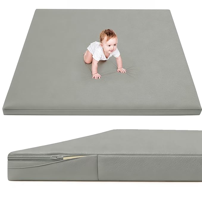 Waterproof Baby Play Mat for Floor 1.3"Thick Memory Foam 50 * 50 Cushion Playpen Playmat Tummy Time Crawling Mat Nursery Rug Pad Mattress Create Soft & Safe Area for Infants,Toddler,Kids,Grey