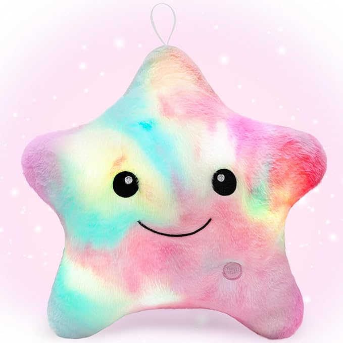Subao Sensory Toys for Toddlers,14" Star Plush Soft Toddler Pillow Light Up Autism ADHD Toys,Special & Autism Needs,Birthday Xmas Gifts for Girls Age 3 4 5 6 7 8 9 10 11 Colorful