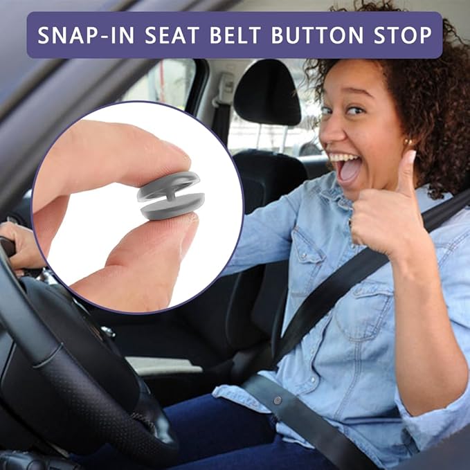 10 Sets Universal Fit Seatbelt Stopper Kit, Snap-on Seat Belt Button Stop, Car Accessories Plastic No Welding Required Seat Belt Buckle Button Prevent Seatbelt Clip from Sliding Down (Gray)