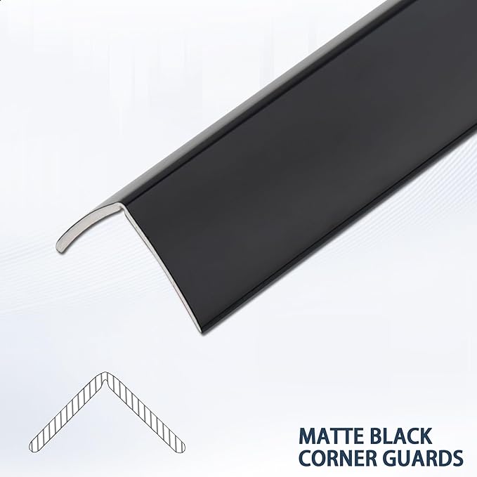 Coengwui L-Shaped Corner Guards, Peel and Stick Molding Trim for Furniture Edge Bumper, Table Door Frame Protection and Decoration (Matte Black, 16.4ft x 0.8in)