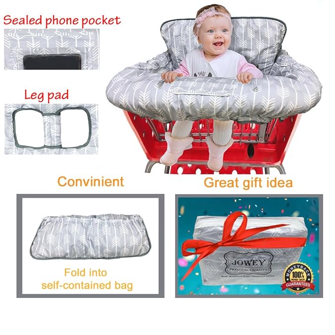 Shopping Cart Cover for Baby and Toddler, Waterproof Grocery Cart and High Chair Cover, Soft Padded Cart Cover for Babies, Universal Fit for Costco, Target and Restaurant High Chairs