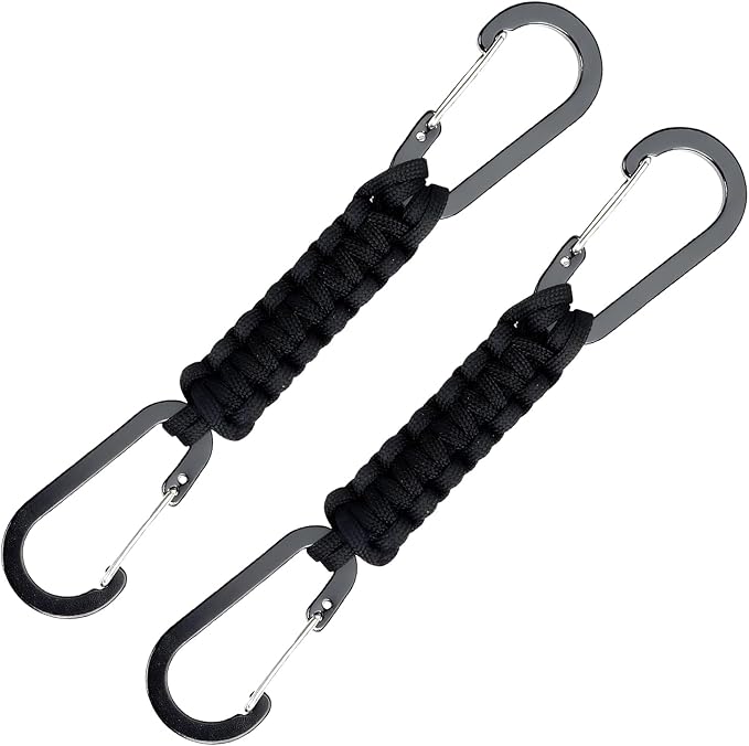 Paracord Keychain Carabiner with Double Hooks Hanger Stroller Hook for Camping Hiking Clip Water Bottle Keys Backpack Tools