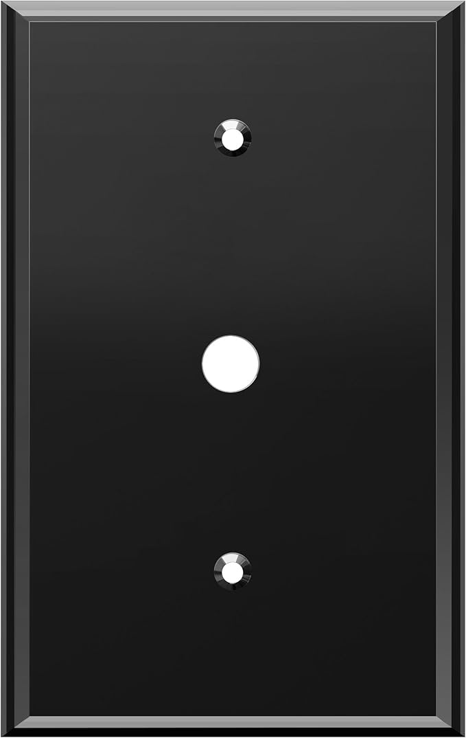 LIDER Reflective Acrylic 0.406" Diameter Hole Phone Cable Wall Plate, Mirrored Cable Plate, Acrylic Glass, Oversized 1-Gang 5.25" x 3.44", LWP-41O-ABK, Black