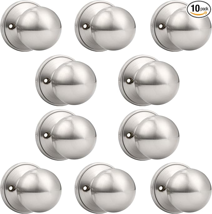 Probrico Ball Dummy Door Knob Stainless Steel Inactive Door Knobs, Brushed Nickel (10 Pack)