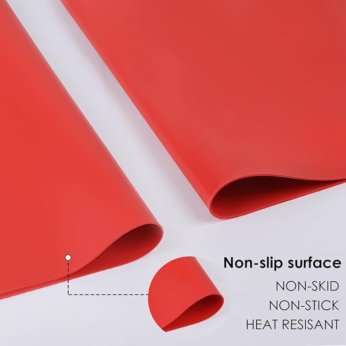 Extra Large Silicone Mats For Kitchen Counter, Food Grade Silicone Placemats for Kids, Nonstick Silicone Mat for Baking Crafts, Heat Resistant Mat Pastry Mat for Rolling Dough Nonslip,27.6''x19.7''Red