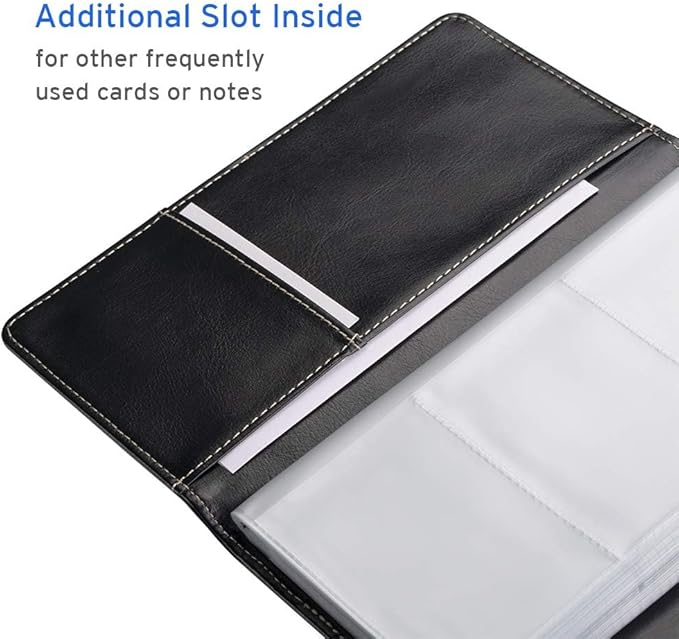 Sooez Leather Professional Business Card Book Holder Organizer, 240 Capacity Credit Card Booklet, PU Name Cards Holder Storage File for Men Women, Pink