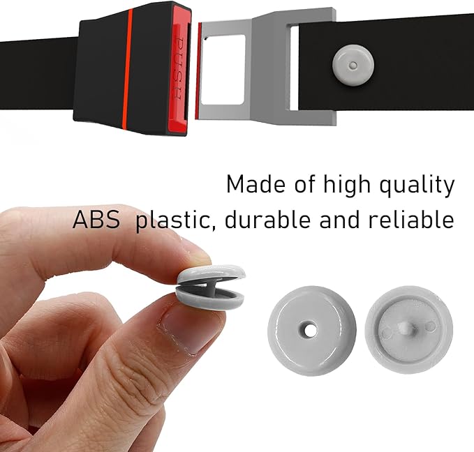 10 Sets Seat Belt Button Stop, Snap-On Plastic Seatbelt Stopper Clip Prevent Seat Belt Buckle from Sliding Down, No Welding Seat Belt Stop Kit, Universal Car Accessories (Gray)
