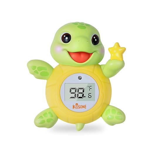 KISSONE Baby Bath Thermometer, Digital Water Temperature Monitor for Newborns & Toddlers, Accurate Temperature Readings, BPA-Free, °F/°C, Floating Turtle Toy with Bath Water Safety
