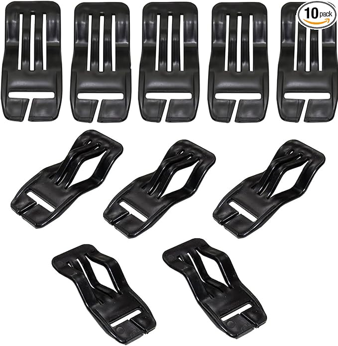 10 Pack Car Seat Cover Plate Hooks Webbing Mount Clip Universal 1'' Belt End Connector Fixing Buckle Elastics Chucks Attachment Fastener for Carseat Covers Car Seat Protector Installation