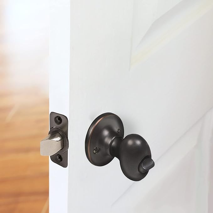 Design House Door Knob, Privacy Lock for Safety, Oval Handle Shape, Fits Standard Doors, for Bedrooms/Bathrooms, Easy Installation, Oil Rubbed Bronze, 2.625 in. Diameter x 2.75 in. L, 750588