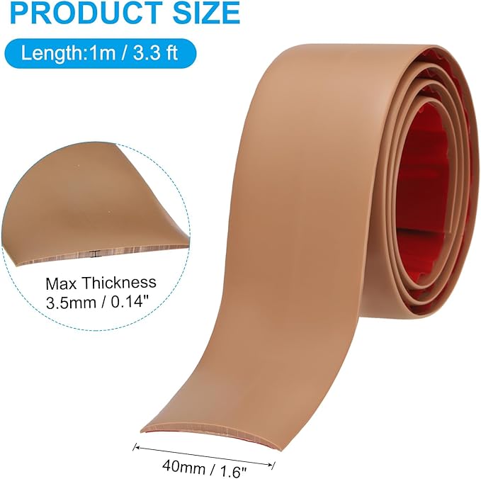 PATIKIL Self Adhesive Floor Transition Strip 1.6 in x 3.3 Ft, Vinyl Laminate Floor Flat Divider for Joining Floor Gaps Doorways Carpet Cover Floor Tiles Brown