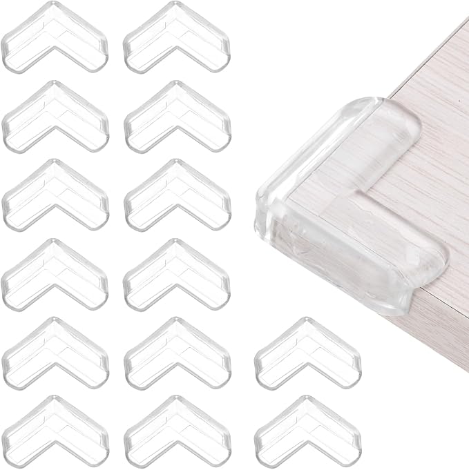 uxcell Corner Protectors, 16 Pcs Table Corner Protectors, Furniture Corner Guard and Edges Safety Bumpers for Table Edges and Sharp Corners (L-Shaped, Clear)