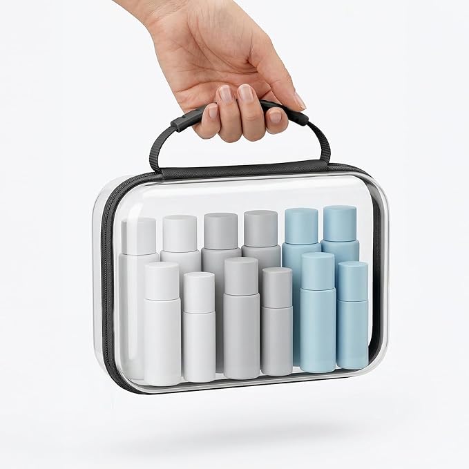 Large Toy Storage Bags with Handle,Clear Hard Shell Zipper Case, 3 Pcs Travel Toiletry Bag,Waterproof toys storage and Organizer Bags for Puzzles,Diapers,Cosmetics,Reusable Organizer Pouch(Black1)