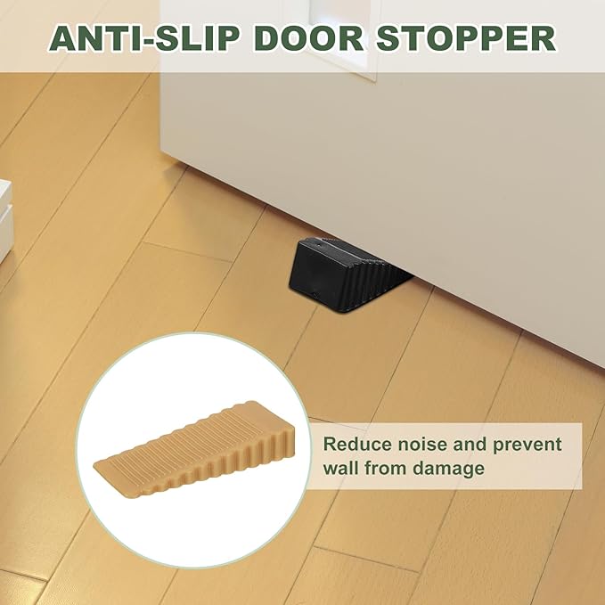 uxcell 4 Pcs Door Stoppers for Bottom of Door, 15mm/0.59 Inch Door Stops, Rubber Door Stopper Wedge Anti Slip, Window Stopper Door Stackable, Orange