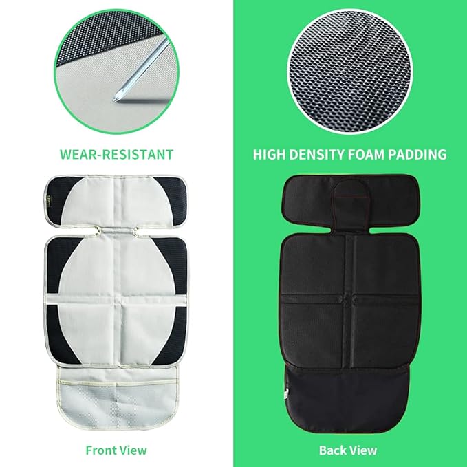 FASITE Car Seat Protector for Baby Child Car Seats - Auto Seat Cover Mat,Protective Non-Slip Waterproof Car Seat Cover Pad with Mesh Pockets, Beige