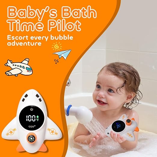 Baby Bath Thermometer with Floating Toys - Digital Water & Room Temperature Monitor, Rechargeable Thermometer with Alerts for Newborn Bath Essentials, Infant Safety(TKYCD008)