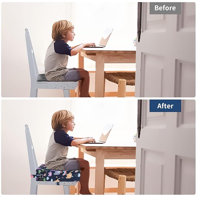 Toddler Booster Seat for Dining Table, Washable Thick Strong Support Portable Booster Chair for Toddlers Eating, Easy Cleaning Booster Seat Cushion Detachable with Adjustable Straps