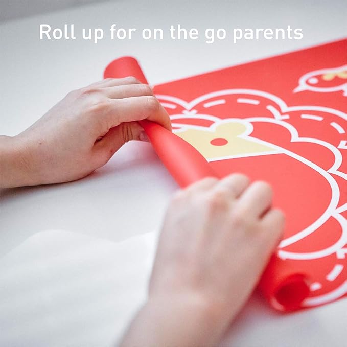 Baby Silicone Placemat, Roll up for On-The-go, 13.7X15.7 Inches, BPA/Phthalate Free, 6 Month+