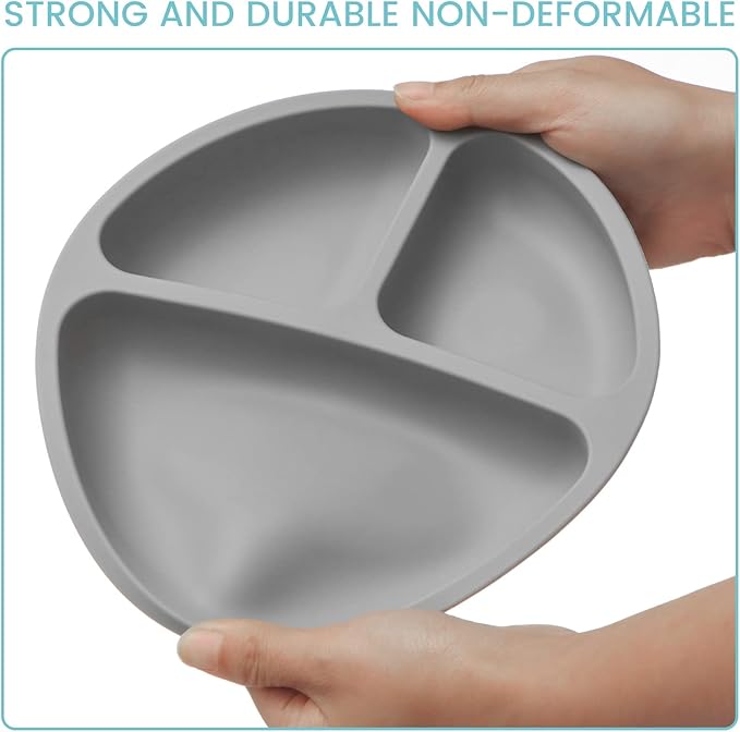 Silikong Silicone Suction Plate for Toddlers – Divided Baby Plate for Self Feeding – BLW Weaning Plate – BPA Free, Dishwasher & Microwave Safe – Baby Feeding Tray for Kids, Infants & Toddlers