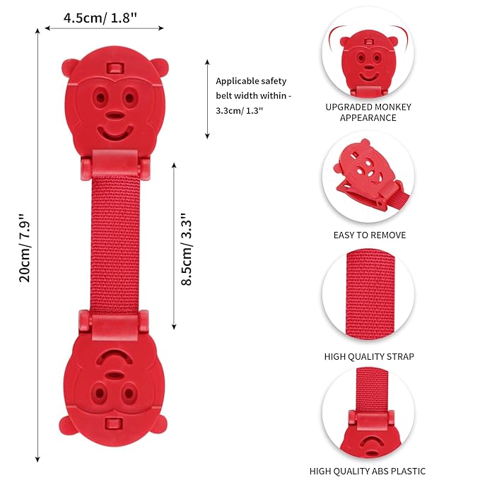 Anti Escape Baby Harness Chest Clips Strap Lock, Prevent Children/Kids Taking Their Arms Out of Child High Chairs/Strollers/Baby Reins, Red(2 Pack)