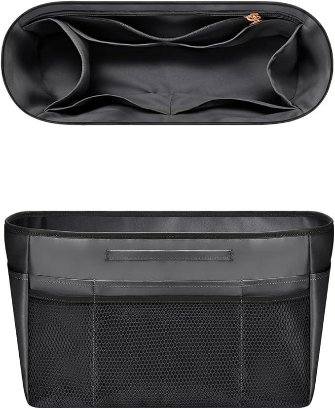GIVLEFLY Tote Organizer Insert with Multiple Pockets Purse Dividers for Inside Bag with Handle Lightweight Purse Liner with Cup Holder Fit for Longchamp Medium, City30 and More (Medium,Dark Grey)