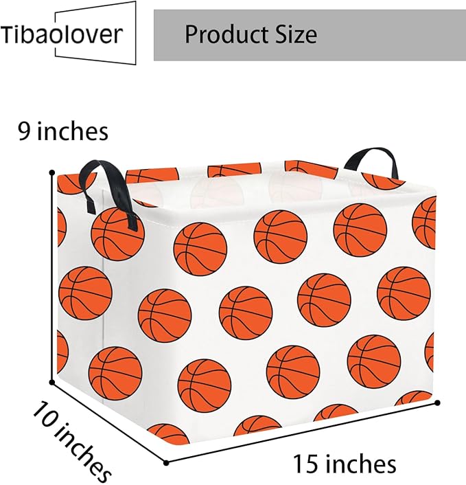 TIBAOLOVER Rectangular Kids Storage Basket Gift Basket Baby Storage Basket Cute Toy Storage Bin Organizer Shelf Book Basket Room Decor(Basketballs)