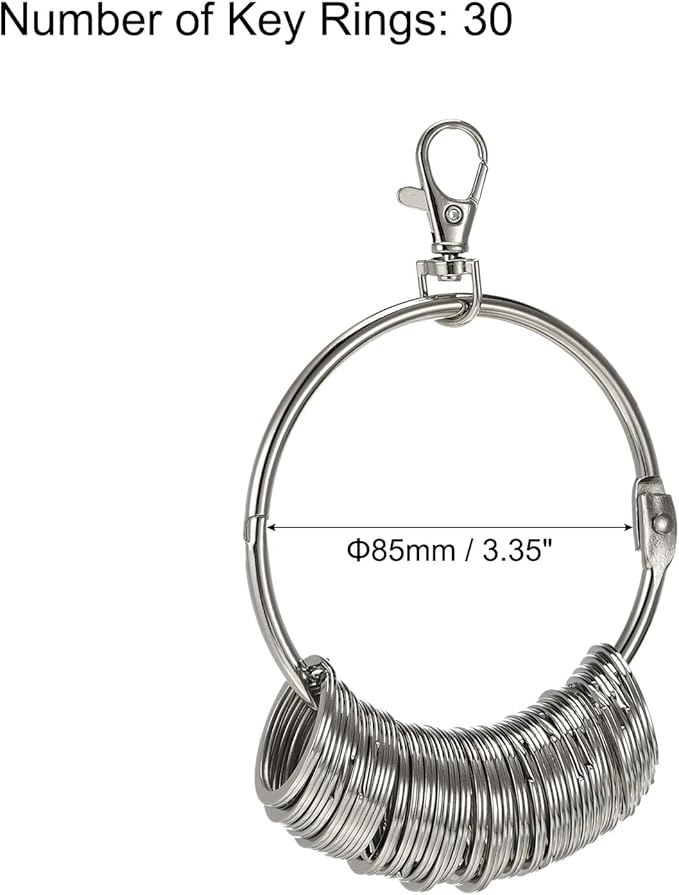 Patikil 3.4 Inch Dia Key Organizer - 30 Key Ring Holder for Office, Silver