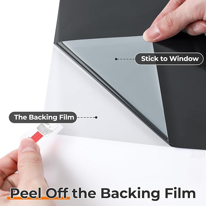 DOWELL Window Privacy Film, One Way Window Tint for Home, Static Cling Anti UV Sun Blocking Reflective Mirror Film, Heat Control See Out Not in Glass Tinting, Black Silver, 29.5" x 78.7"