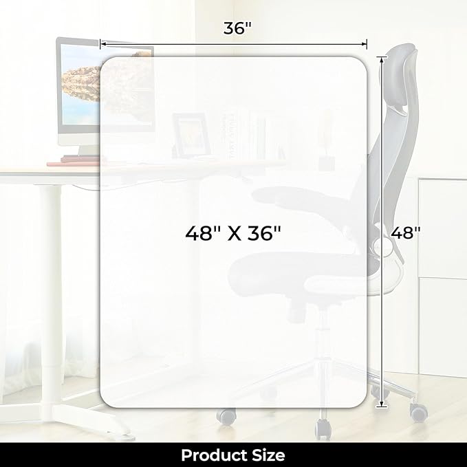 Chair Mat for Hard Floors, Computer Gaming Rolling Desk Chair Mat for Tile Floor, Small Floor Protection Mats for Home and Offic (Transparent, 48" x 36" Rectangle)