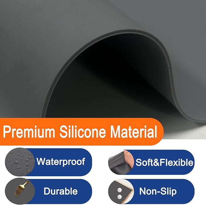 84''x24'' Extra Large Silicone Mat for Kitchen Counter, Heat Resistant Countertop Protector, Non-Slip Waterproof Kitchen Island Mat, Easy to Clean, Semitransparent
