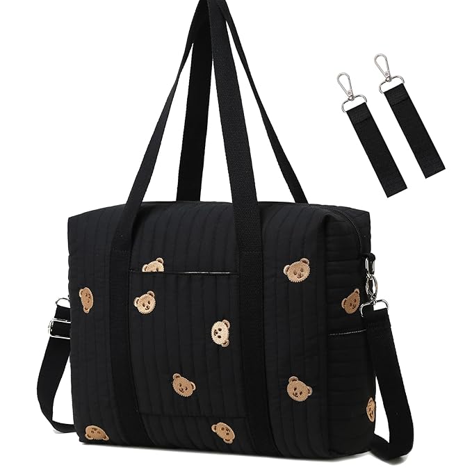 Convertible Diaper Bag Tote with Insulated Pockets and Stroller Hooks for Travel newborn