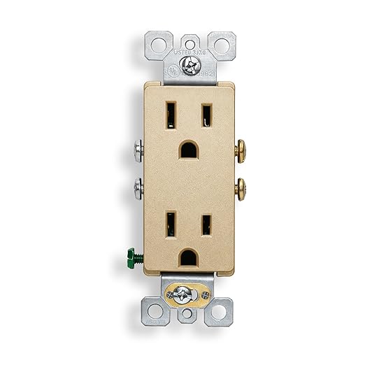 ELEGRP Matte Standard Decorator Electrical Wall Receptacle Outlet, 15A 125V, 2 Pole 3 Wire, Non Tamper Resistant, NEMA 5-15R, Self-Grounding, UL Listed (Champagne Gold, 1 Pack)