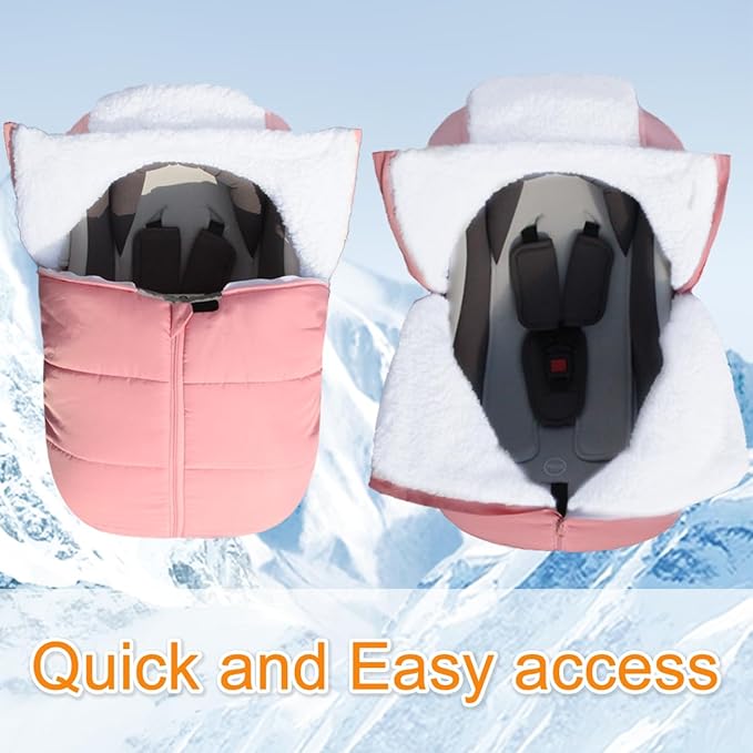 Mom's Choice Awards Winner-TSAYAWA Winter Baby Car Seat Cover -Keep Babies Warm Carseat Bunting Bag/Blanket for Newborn & Infant - Cold Weather Insulated Windproof Carrier Canopy for Travel (Pink)