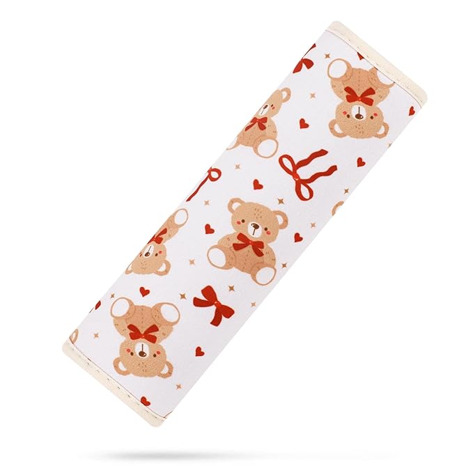 YR Seat Belt Cover for Kids, Soft Comfort Seat Belt Cushion for Children, Cute Cartoon Pattern Car Seat Belt Pads Cover for Girls and Boys, 1 Pack (Cute Bear)