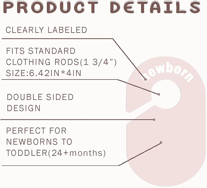 8 Pack Baby Closet Dividers – Pure Green Nursery Organizer for Baby Clothes 0-24 Months, Closet Size Markers, Baby Clothing Organizer for Nursery (blush)