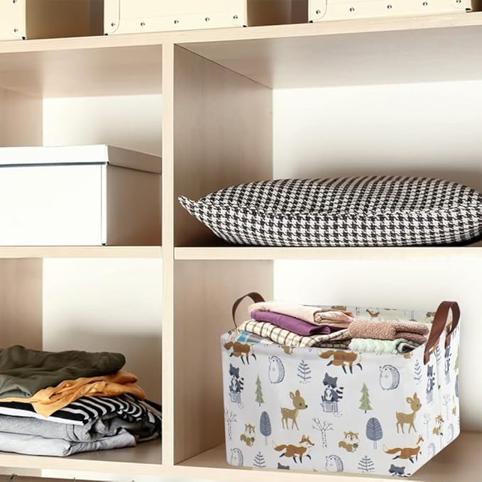 Rectangular Storage Basket, Books Box, Gift Basket, Room Decor(Animal)