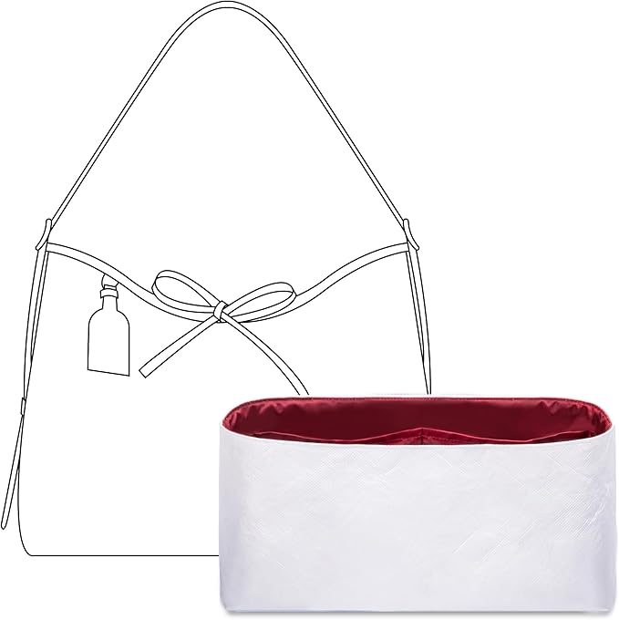 Tote Bag Organizer Insert for LV Carryall MM Handbag, Custom Fit Inside Premium Bordeaux Red Lightweight WaterResistant Purse Insert with Cup Holder Accessories