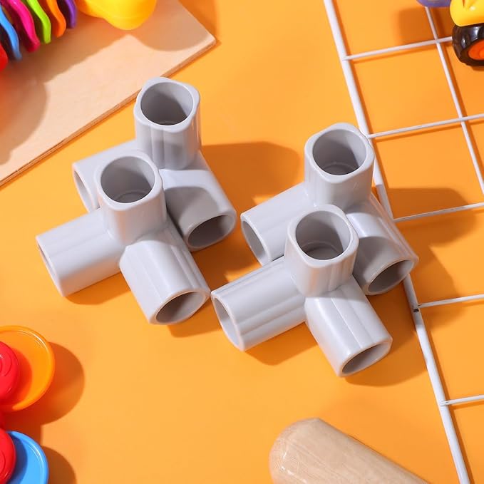 4pcs Guardrail Pvc Elbow Fitting Top Corner Joint Playpen Pvc Corner Elbow Fitting 3 Way Canopy Fitting Fittings Fittings Tent Connection Tee Light Grey Totority