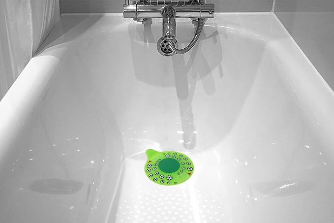 WSZCML Bathtub Drain Stopper, Silicone Tub Stopper Plug, Universal Bath Drain Cover, Kids Tots Babies Gift (Green Football)