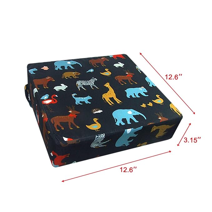 Dining Chair Heightening Cushion Portable Dismountable Adjustable Highchair Booster for Baby Toddler Kids Infant Washable Thick Chair Seat Pad Mat (Black)
