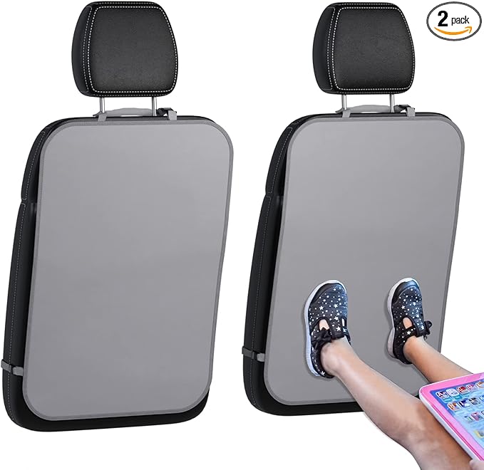 lebogner Back Seat Cover for Kids, 2 Pack X-Large Waterproof Kick Mats Backseat Protector, Durable Car Seat Back Protectors for Vehicles to Protect from Dirt, Mud & Scratches, Fits Most SUVs, Grey