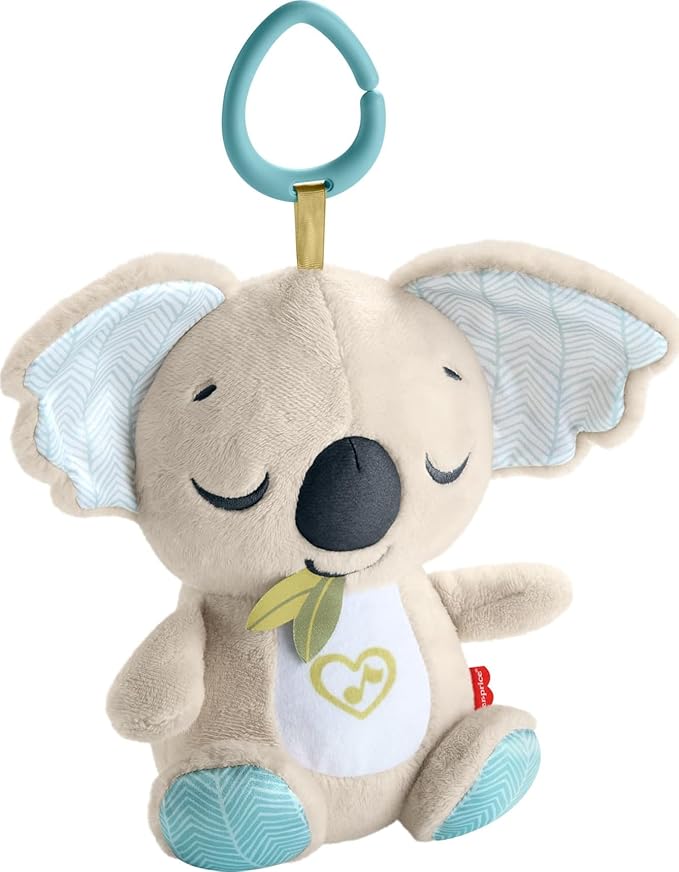Fisher-Price Baby Toy On-The-Go Koala Soother, Plush Portable Sound Machine with White Noise & Music for Newborns Ages 0+ Months