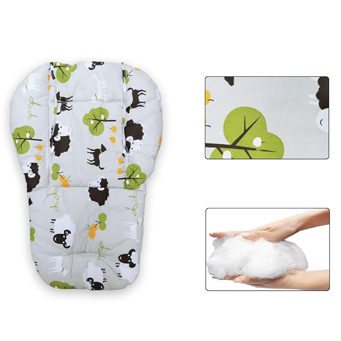 Twoworld High Chair Cushion, Large Thickening Baby High Chair Seat Cushion Liner Mat Pad Cover Breathable(Grey Sheep)
