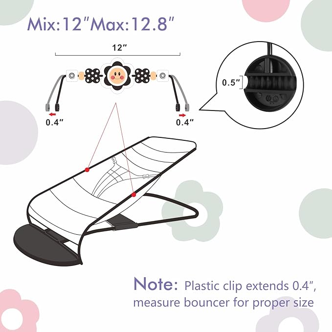 Baby Bjorn Bouncer Toy Bar, Toy for Baby Bouncer Soft & Bliss, Easy to Attach and Remove, Child-Friendly Materials, Exciting Design for Curious Babies, Black and White Flowers