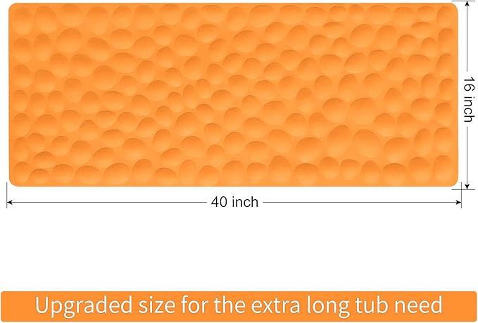 Non-Slip Bathtub Mat OTHWAY Soft Rubber Bathroom Bathmat with Strong Suction Cups (Orange, 16x40 inch)