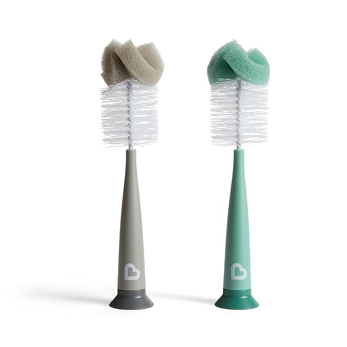 Munchkin Sponge Bottle Brush, Grey/Sage, 2 Count (Pack of 1)