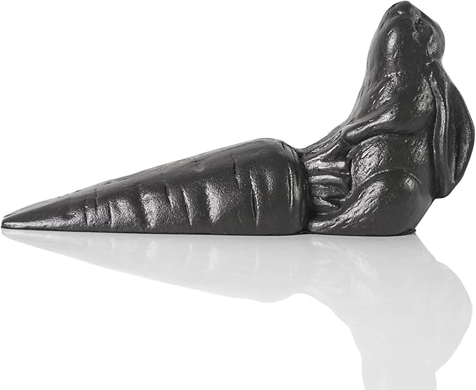 DreamsEden Cast Iron Rabbit Door Stopper, Heavy Duty Bunny Pulling Carrot Door Stops Metal Vintage Cute Decorative Animal Door Wedge